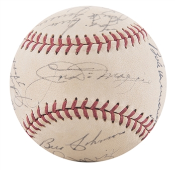 1950 World Series Champion New York Yankees Team Signed OAL Harridge Baseball With 24 Signatures Including DiMaggio & Berra (PSA/DNA & Letter of Provenance)